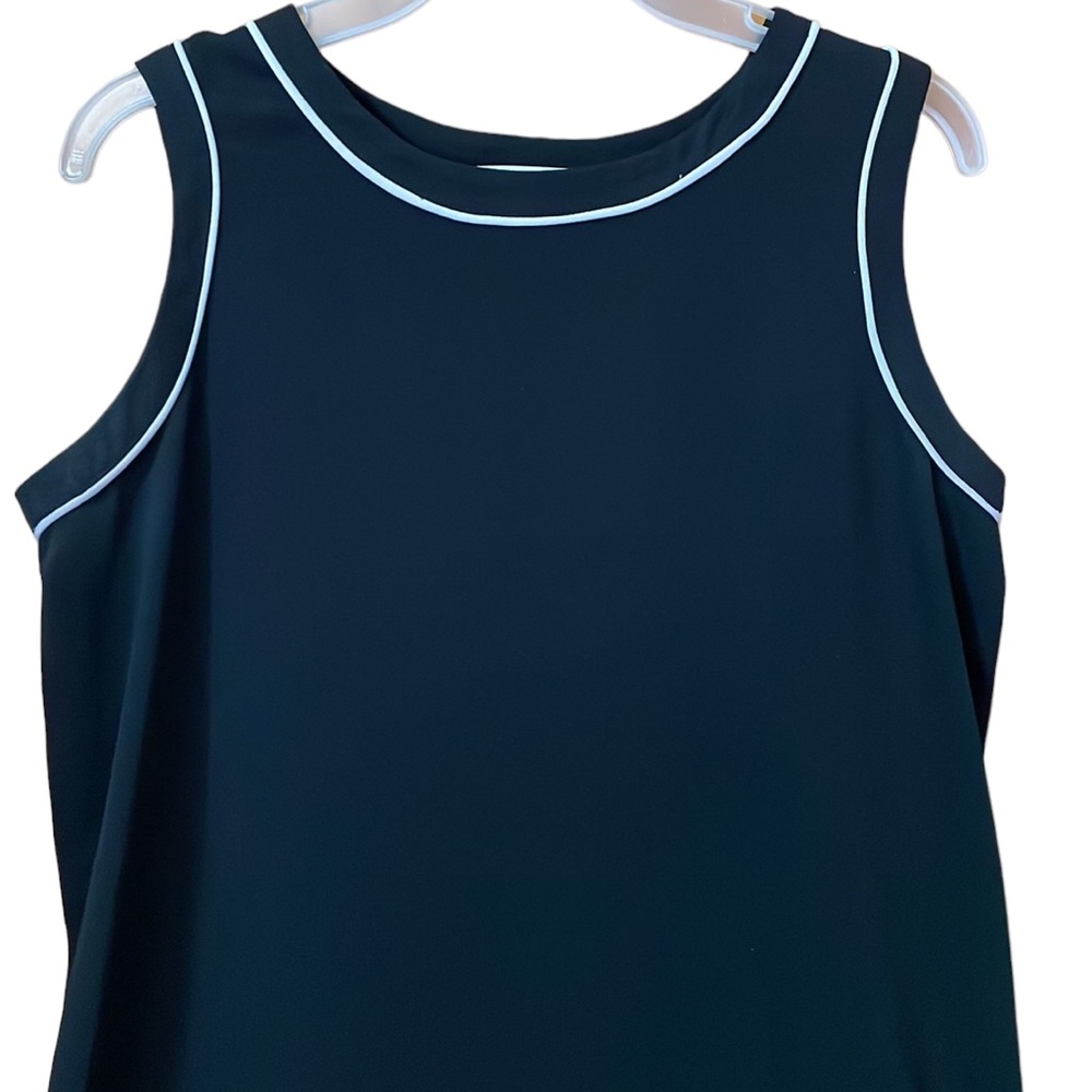 Calvin Klein Black Sleeveless with White Trim High-Low Women’s Top Size S - Picture 2 of 10